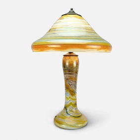 Drew Smith Glasshouse 1979 Iridescent Contemporary Studio Art Glass Table Lamp