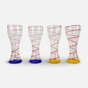 Vintage Pacifica Hand Blown Contemporary Studio Art Glass Tumbler Set