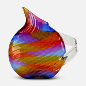 Mark Weiner 1996 Contemporary Studio Art Glass Rainbow Pitcher