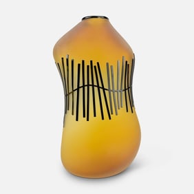 Grant Randolph Unique Frosted Contemporary Studio Art Glass Vase