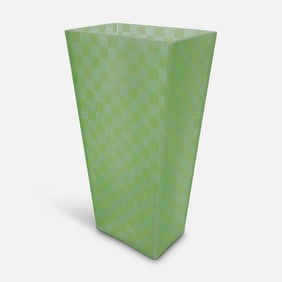 Penelope Wurr Frosted Checkerboard Pattern Contemporary Studio Art Glass Vase