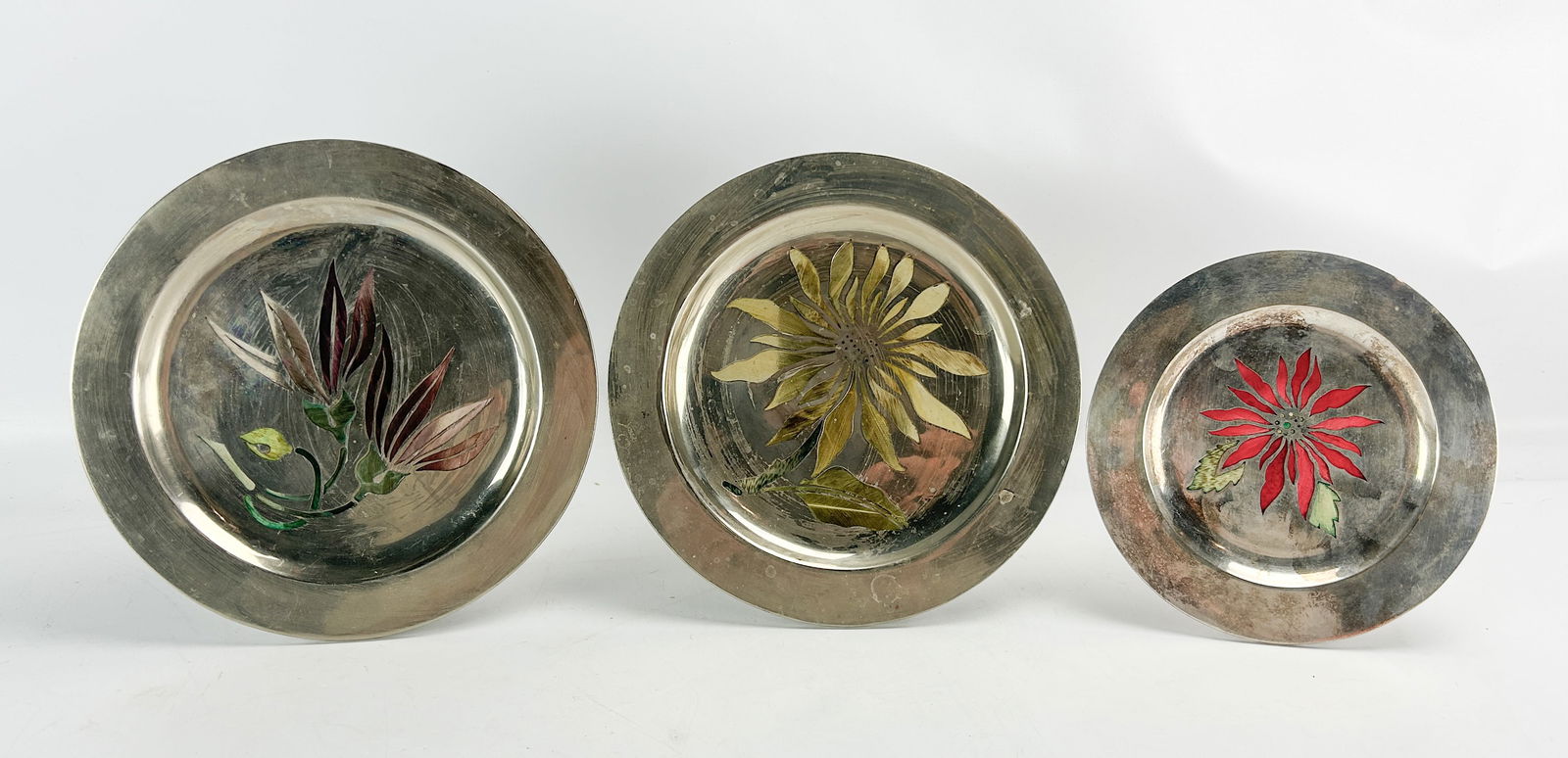 Three Los Castillo Taxco Mexican Silverplate Plique-A-Jour Dishes (1 of 13)
