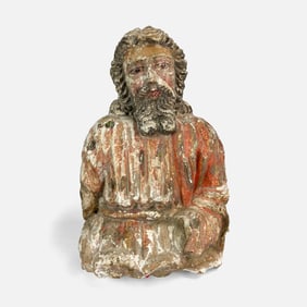 Solid Wood Hand-Carved Male Head #2