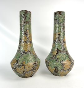 Pair Contemporary Glazed Modernist Vases