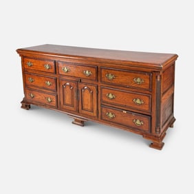 Antique 19thC Classic English Oak Bracket Foot Dining Room Sideboard
