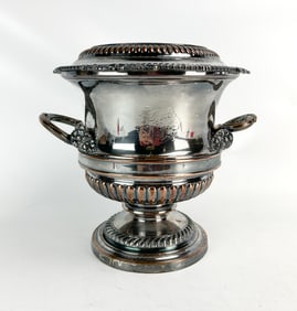 Antique 19thC English Sheffield Silver Plate on Copper Wine Cooler w/Zinc Liner