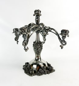 Single 1920s Aesthetic/Art Nouveau/Naturalist Candelabra by The Meridian Silver Plate Co.