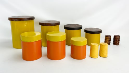 San Fransisco Counterpoint Tin and Japanese Copco Wood MCM Spice Jars