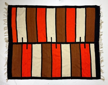 Mid 20thC Orange and Brown Wool Moroccan Kilim Striking MCM Style Rug