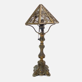 Antique Bradley & Hubbard Candlestick Art Nouveau Style Table Lamp Oddball