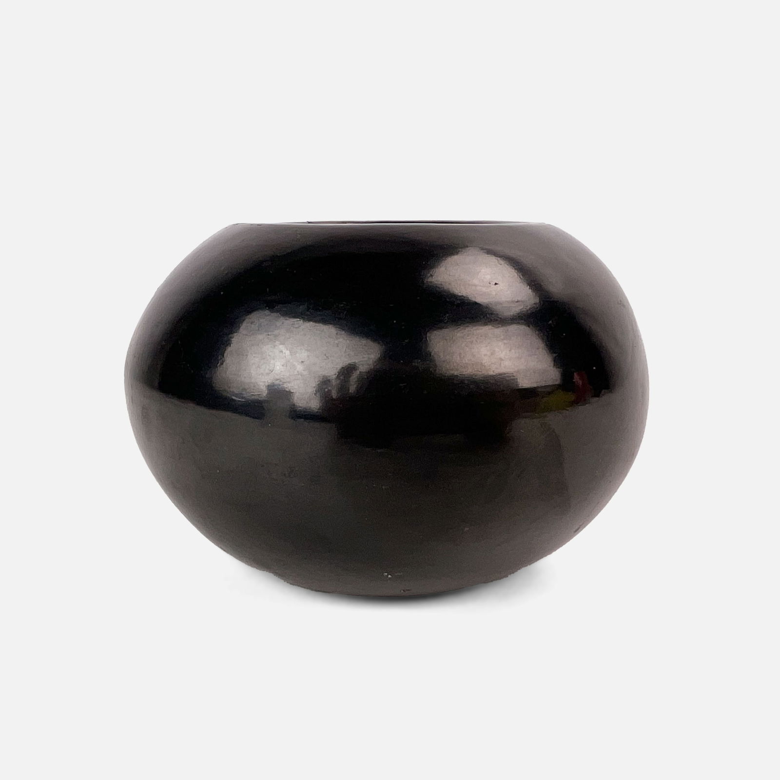 Santa Clara Black Plainware Gunmetal Pot Native American Pottery Vessel (1 of 4)