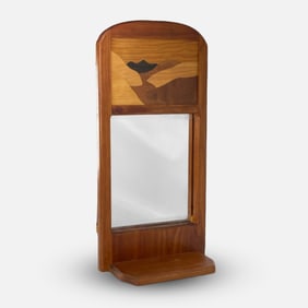 Marquetry Landscape Modernist Shaving Wall Mirror