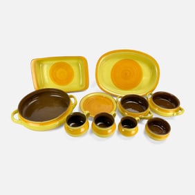 Gabriel Sweden Modernist Studio Pottery Yellow Glaze Set of Ten