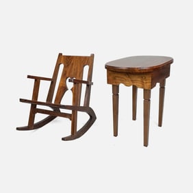 Lawrence Armel Bench Made Side Table and Small Rocker