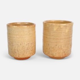 Two Japanese Hagi-Yaki Style Art Pottery Cups