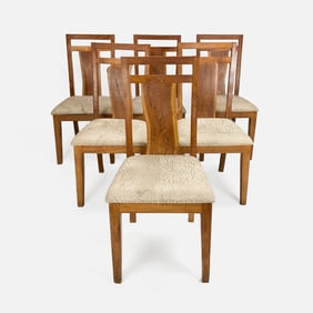 Set of Six Modernist Live Edge Dining Chairs