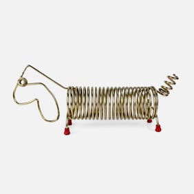 Vintage Modernist Coil Daschund Dog Letter Holder