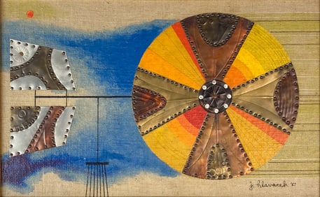 Joseph Hlavacek "Pastorah Indicator" 1967 Original Mixed Media Painting