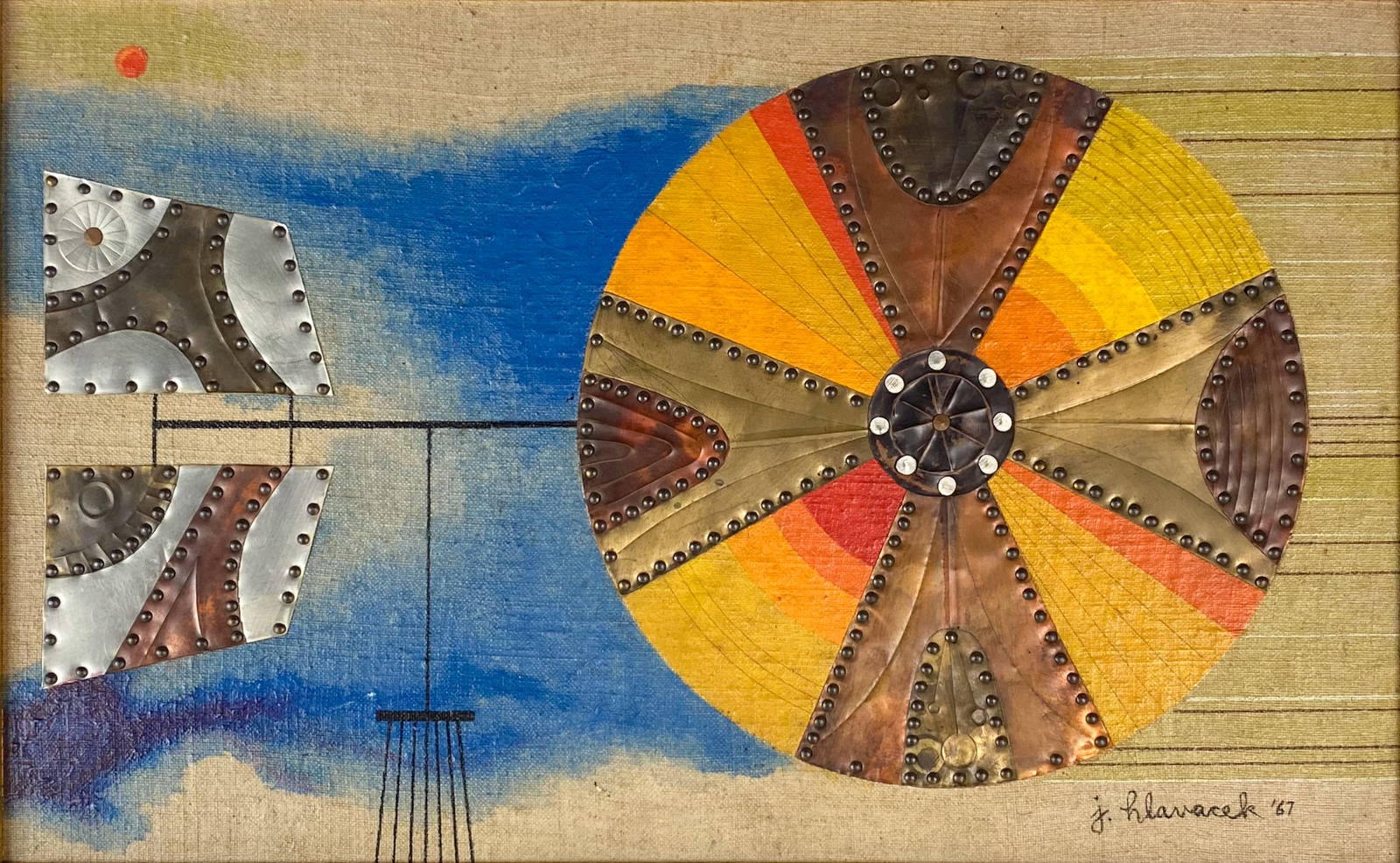Joseph Hlavacek "pastorah Indicator" 1967 Original Mixed Media Painting