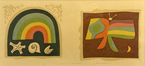 Joseph Hlavacek "Arco Aris y Mariposa" 1970 Lithograph Modernist Print