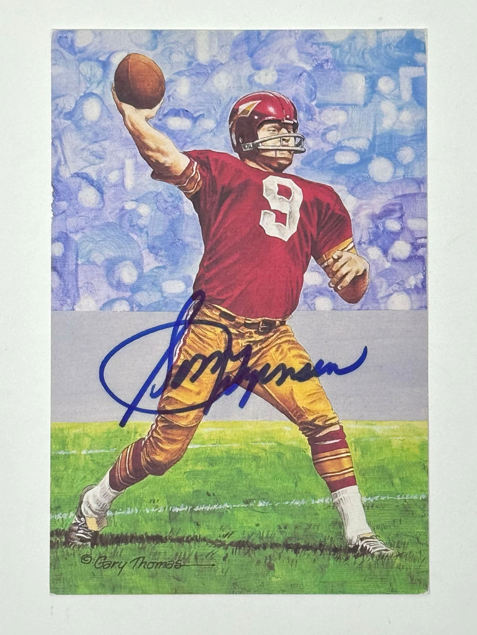 Sonny Jurgenson Washington Redskins #9 Autographed Goal Line Art Card (1 of 4)
