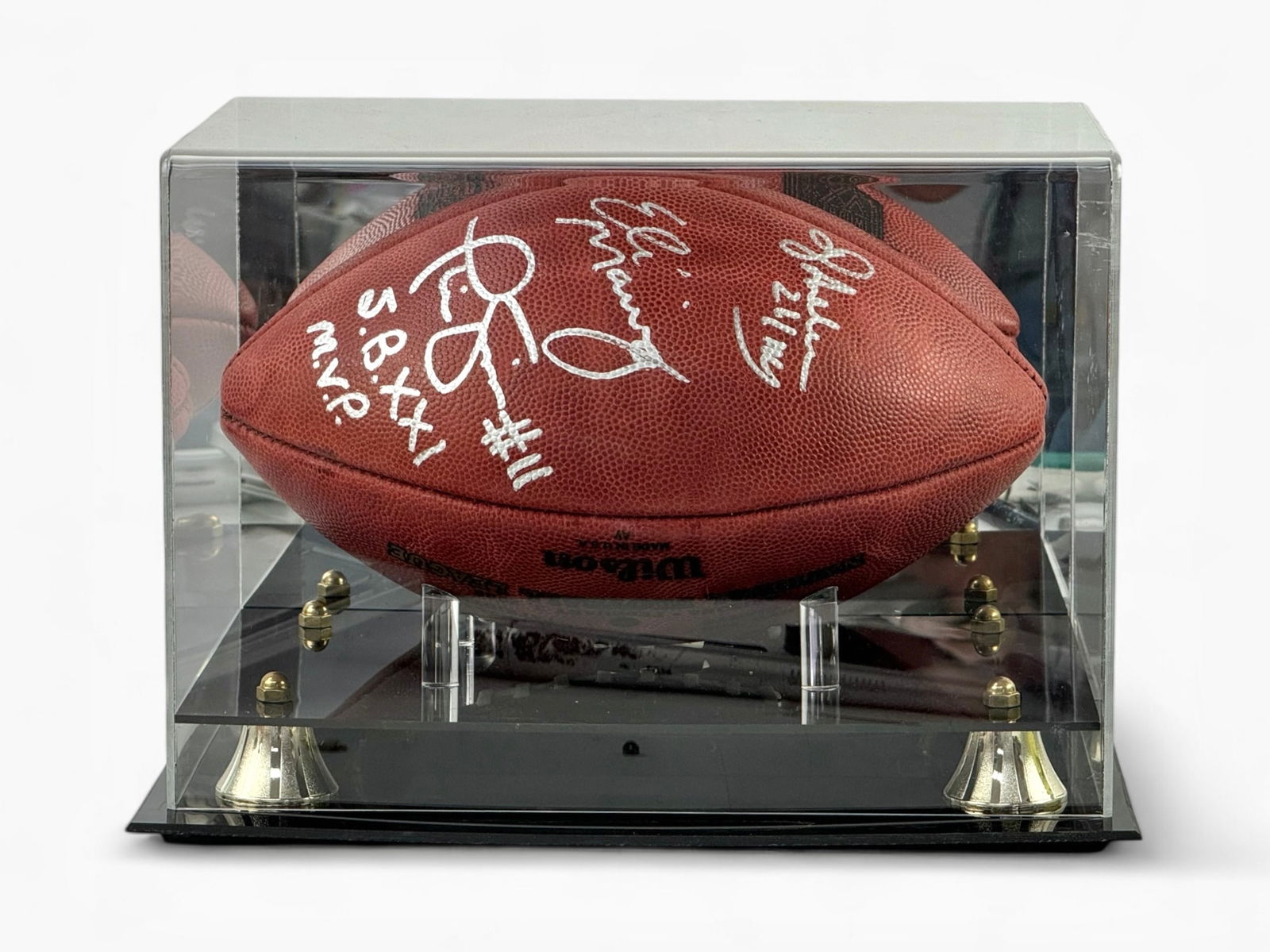 New York Giants Super Bowl XLII Eli Manning, Phil Simms, & Otis Anderson Autographed Football (1 of 4)