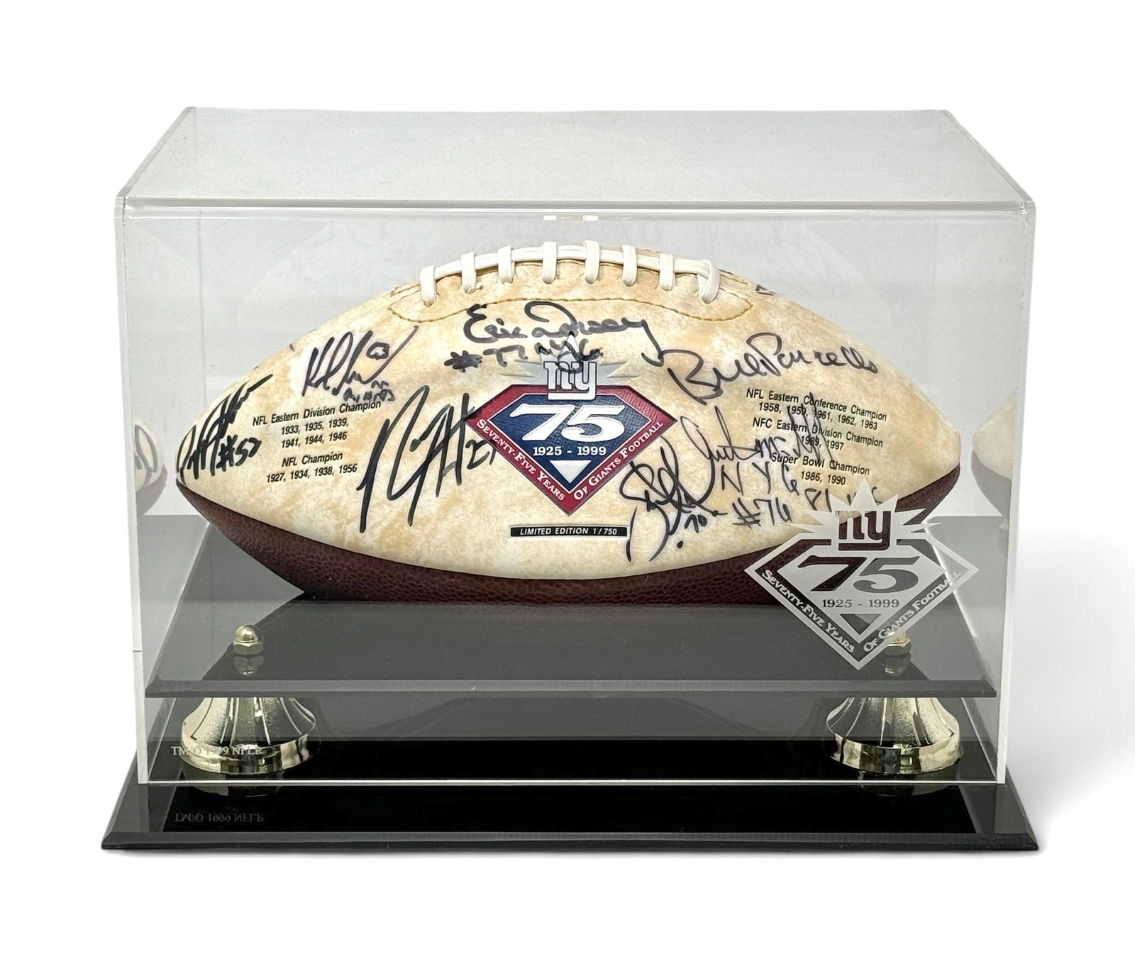 New York Giants Multi-Autographed 75th Anniversary Football Phil Simms, Harry Carson, Lawrence (1 of 4)