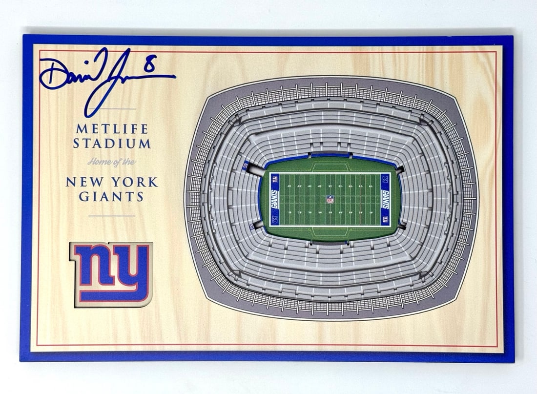 Daniel Jones Autographed New York Giants #8 MetLife Stadium Layered Cutout (1 of 3)