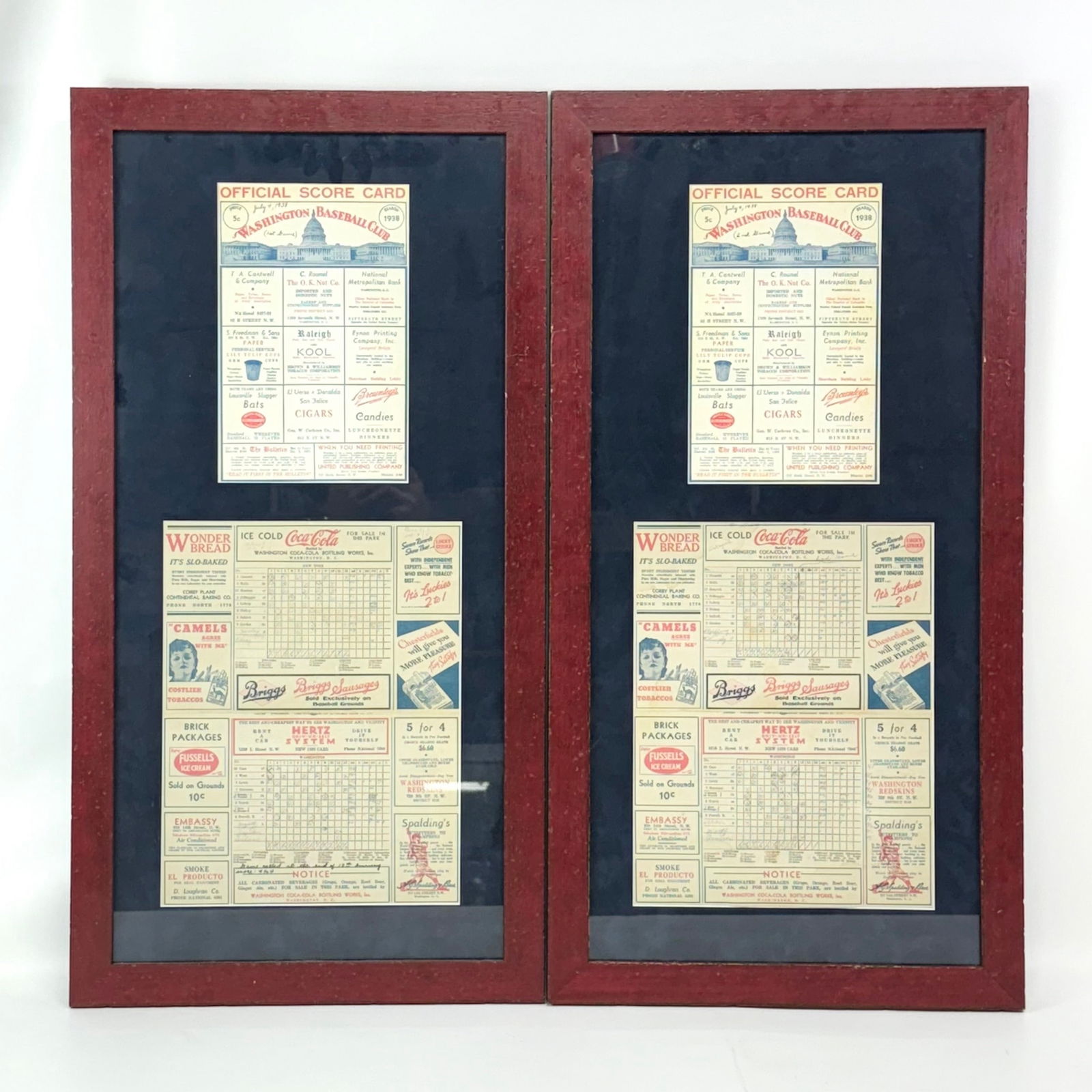 July 4th, 1938 Washington Senators vs New York Yankees Double Header Washington Baseball Club Framed (1 of 5)