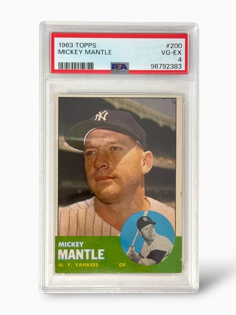 1963 Topps Mickey Mantle #200 PSA Graded VG-EX 4 Baseball Trading Card (1 of 2)