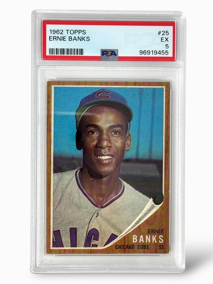 1962 Topps Ernie Banks #25 PSA Graded EX 5 Baseball Trading Card (1 of 2)