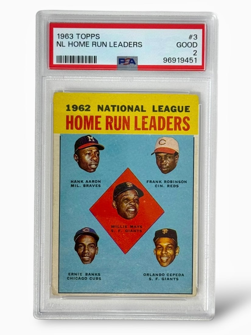 1963 Topps 1962 National League Home Run Leaders #3 PSA Graded Good 2 Baseball Trading Card (1 of 2)