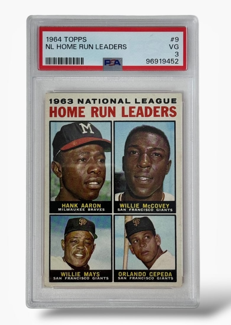 1964 Topps 1963 National League Home Run Leaders #9 PSA Graded VG 3 Baseball Trading Card (1 of 3)
