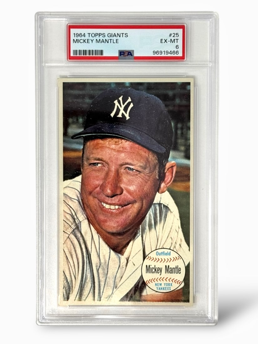 1964 Topps Giants Mickey Mantle #25 PSA Graded EX-MT 6 Baseball Trading Card (1 of 2)