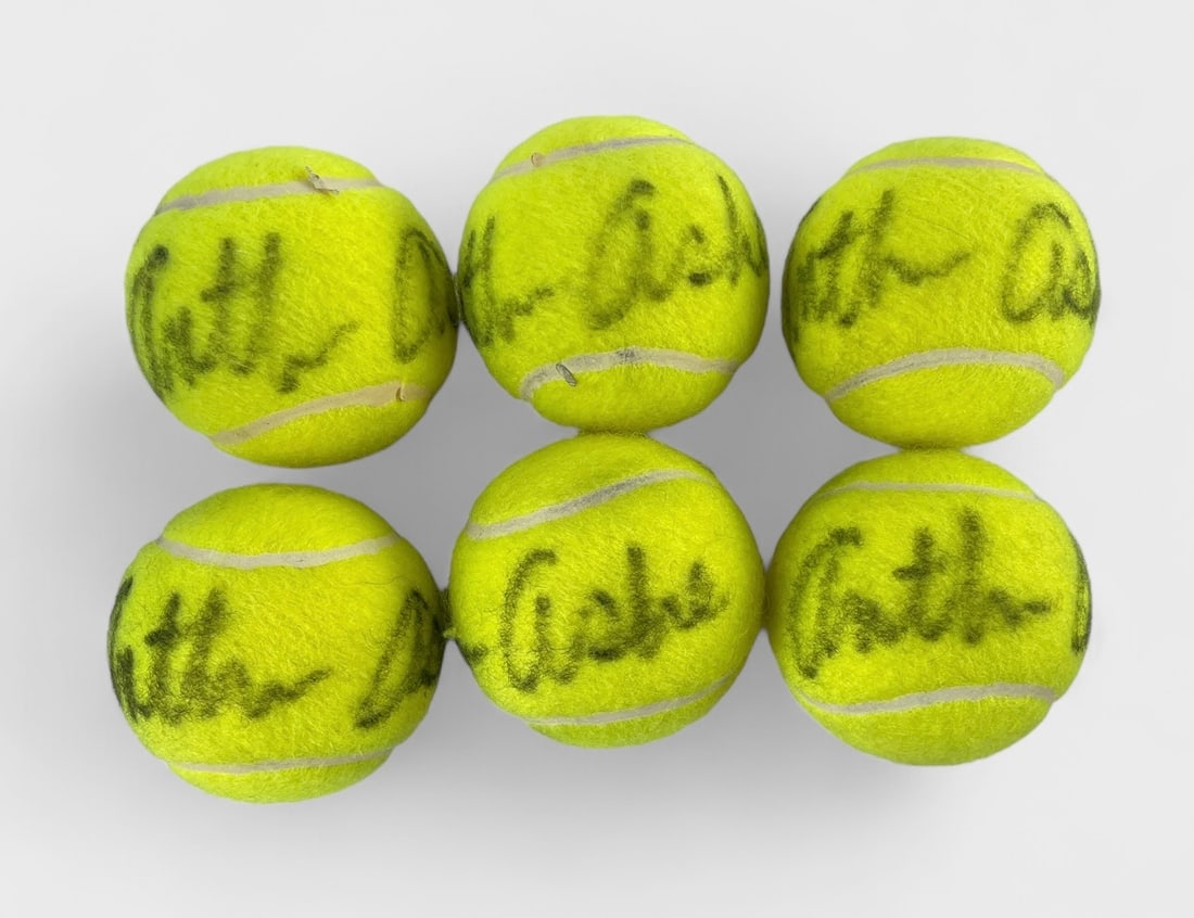 Six Autographed Arthur Ash Tennis Tournament Balls (1 of 5)