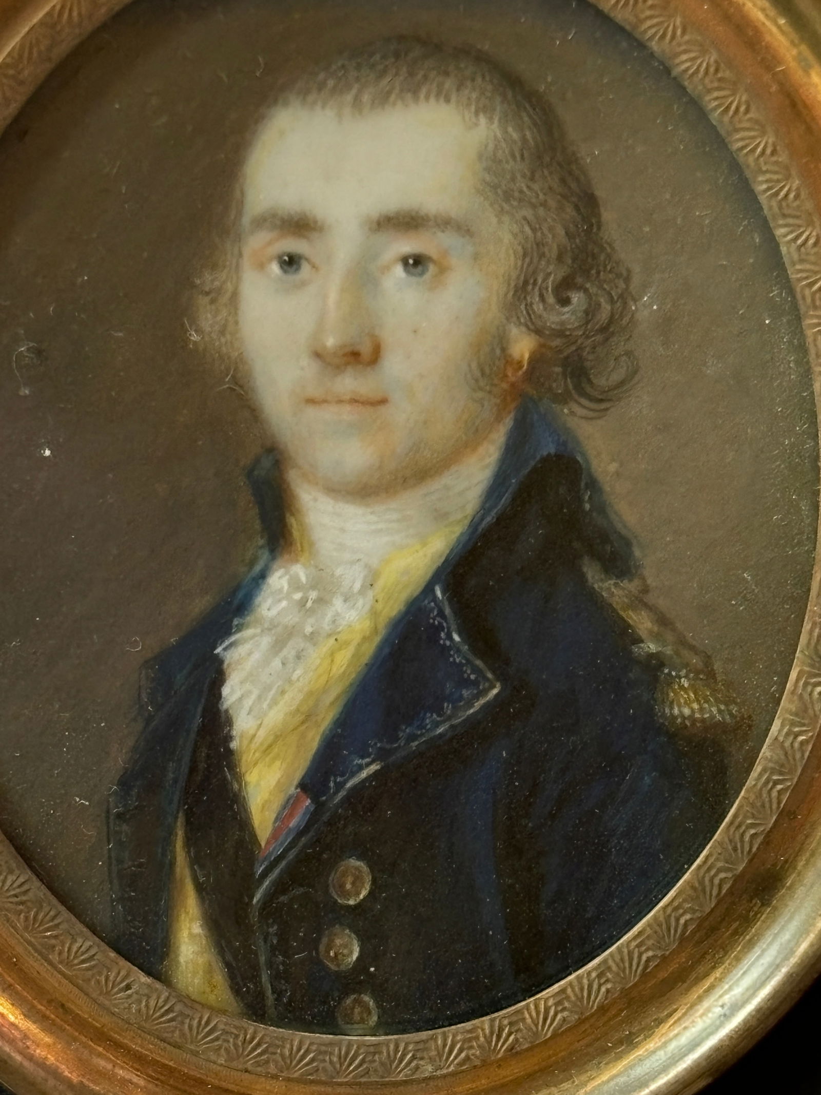 19thC Portrait Miniature of a Young Military Officer Framed Watercolor Painting (1 of 3)