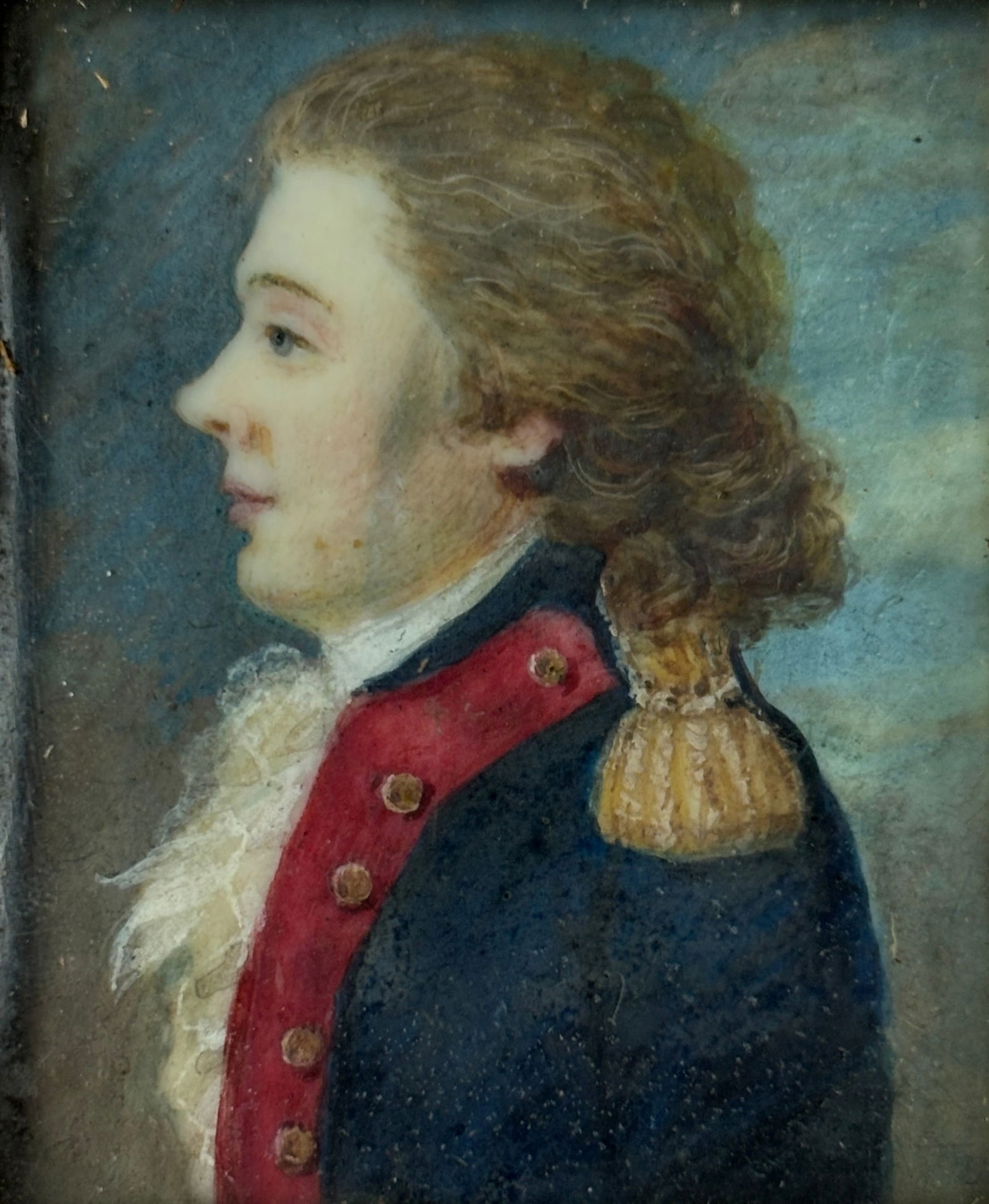 Antique Miniature Watercolor Portrait Painting of an American Colonial Officer 1783 (1 of 3)