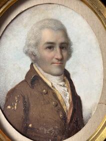 Fine Antique Miniature Watercolor Portrait Painting of Colonel William Bradford