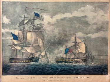 Capture of H.B.M Sloop of War JAVA by the U.S Frigate CONSTITUTION Kellogg Framed Print