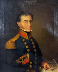 Antique Early 19th Century Framed Oil on Canvas Portrait Painting of a U.S. Naval Officer
