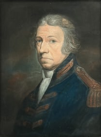 Antique 19thC Portrait of a Naval Officer Framed Pastel Painting under Glass