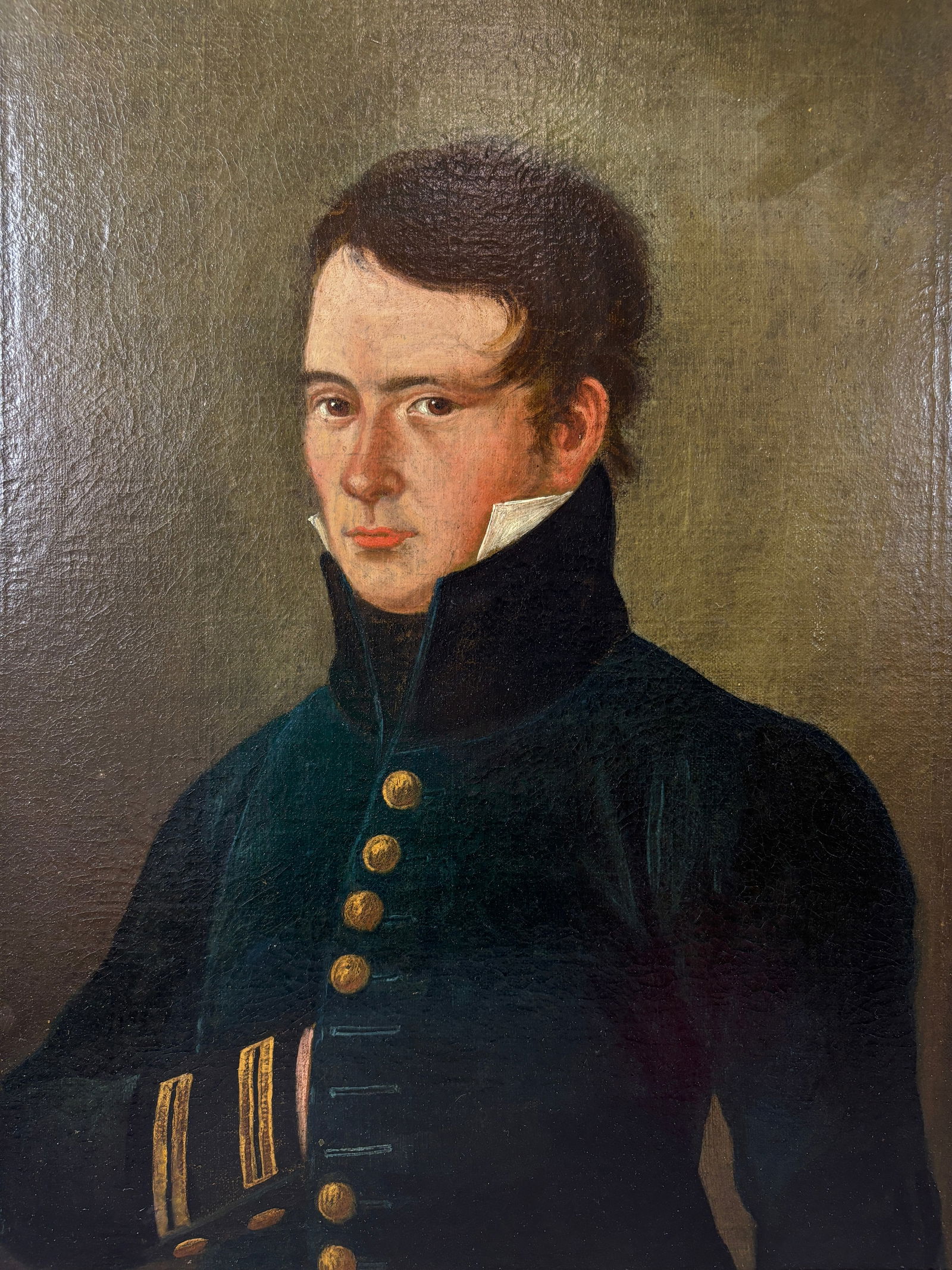 19th Century Folk Art Portrait of U.S. Naval Officer Framed Oil on Canvas (1 of 5)