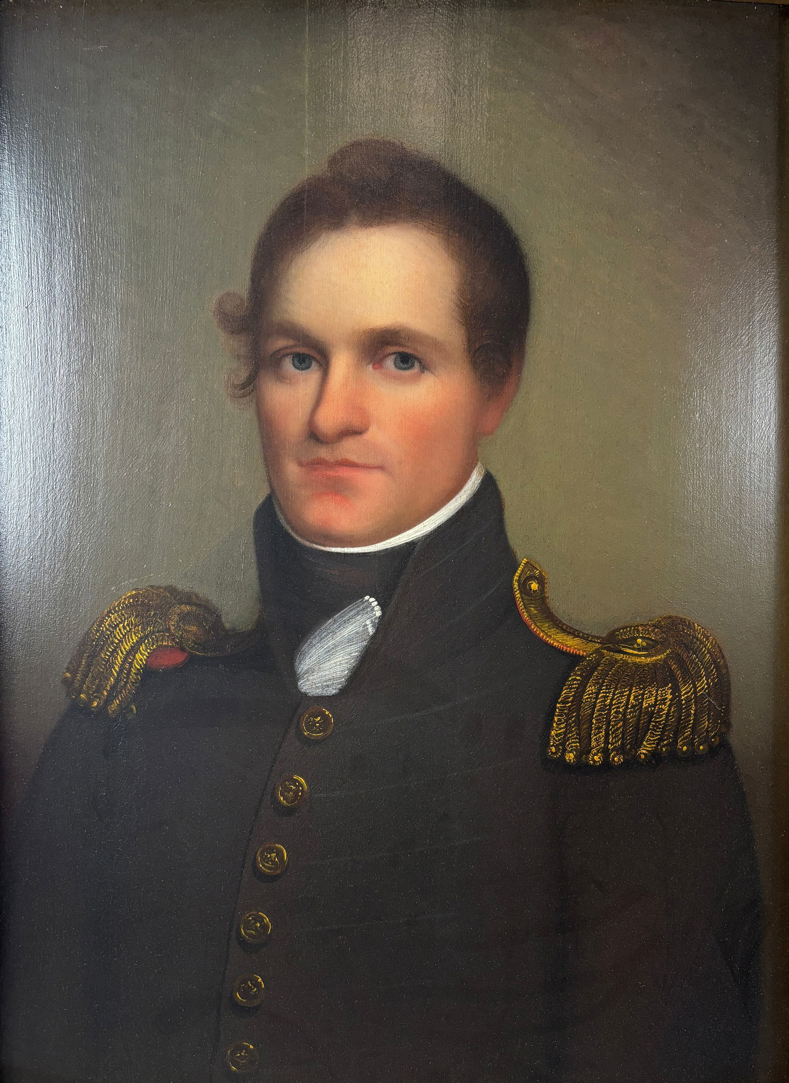 Hon. Samuel Birdsall in US Army Uniform Framed Antique Oil on Board Portrait Painting (1 of 7)
