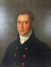 19th Century Oil on Wood Panel of a U.S. Naval Officer Framed Painting