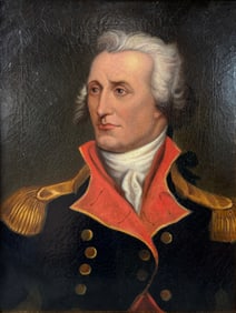 George Washington 19thC Oil on Canvas Portrait Framed Military Painting