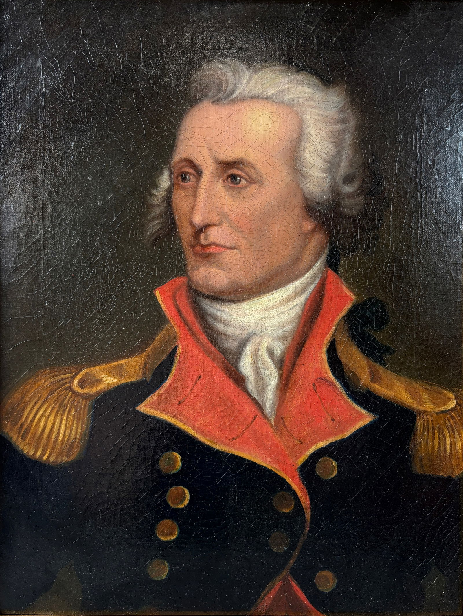 George Washington 19thC Oil on Canvas Portrait Framed Military Painting (1 of 6)