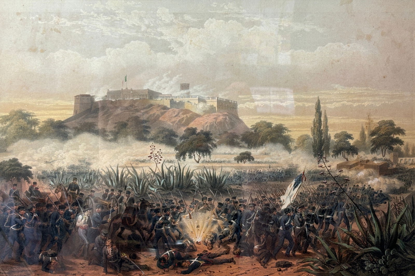 Nebel, Carl. 19thC Geo Kendall Chromolithograph Military Print Texan Santa Fe War (1 of 5)