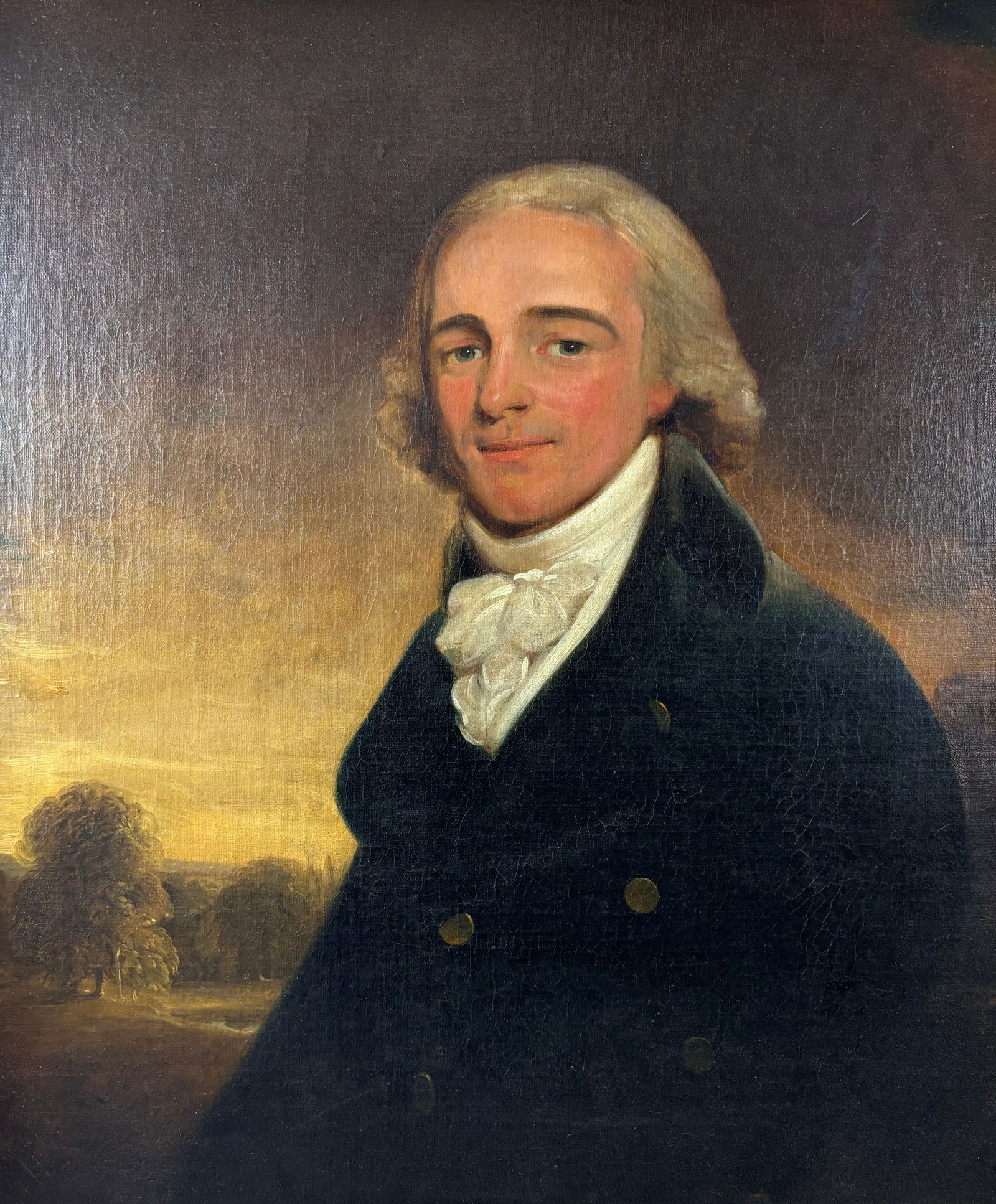 Antique Oil on Canvas Mounted to Board Early 19th Late 18thC Framed Painting of an American (1 of 4)