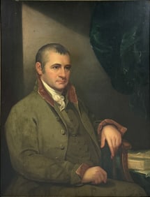 Attrib. Gilbert Stuart Framed Oil Painting on Panel/Board Portrait of Horatio Gates Spafford