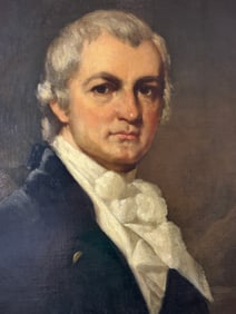 Antique 18thC Oval Framed Oil on Canvas Painting: Portrait of a Gentleman